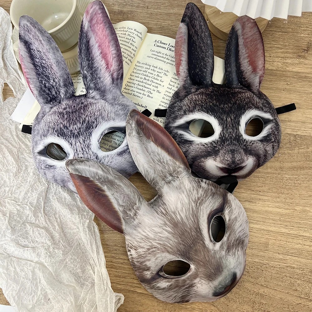 Easter Bunny Mask 3d Rabbit Leopard Half Face Mask Creative Funny ...