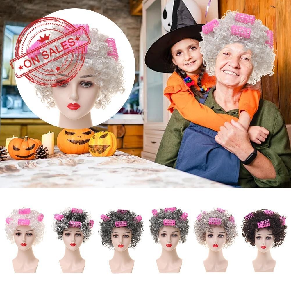 Lydia1 Old Lady Grandma Granny Grey Wig Old Man Wig Chartering Woman 