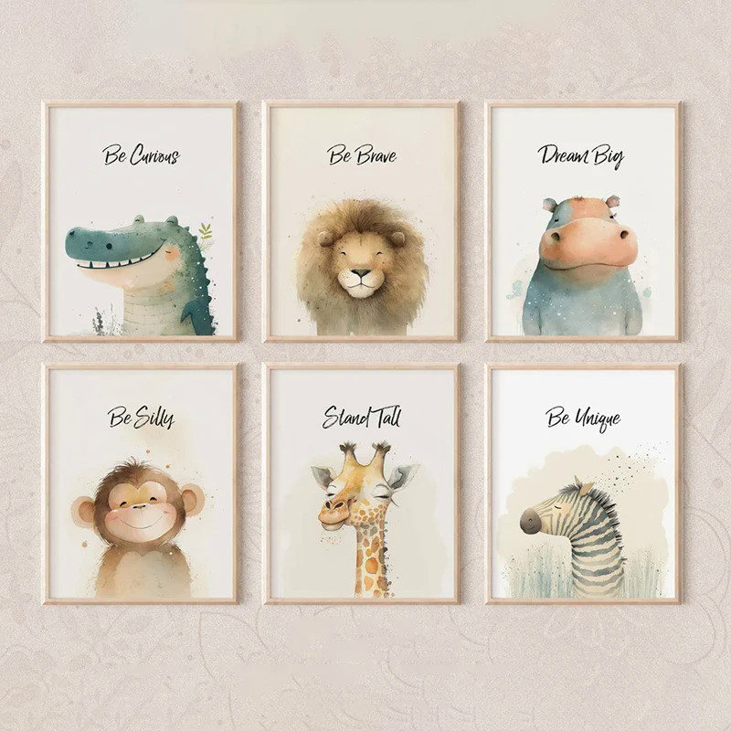 Safari Animal Nursery Wall Art Canvas Paintings Posters and Prints ...