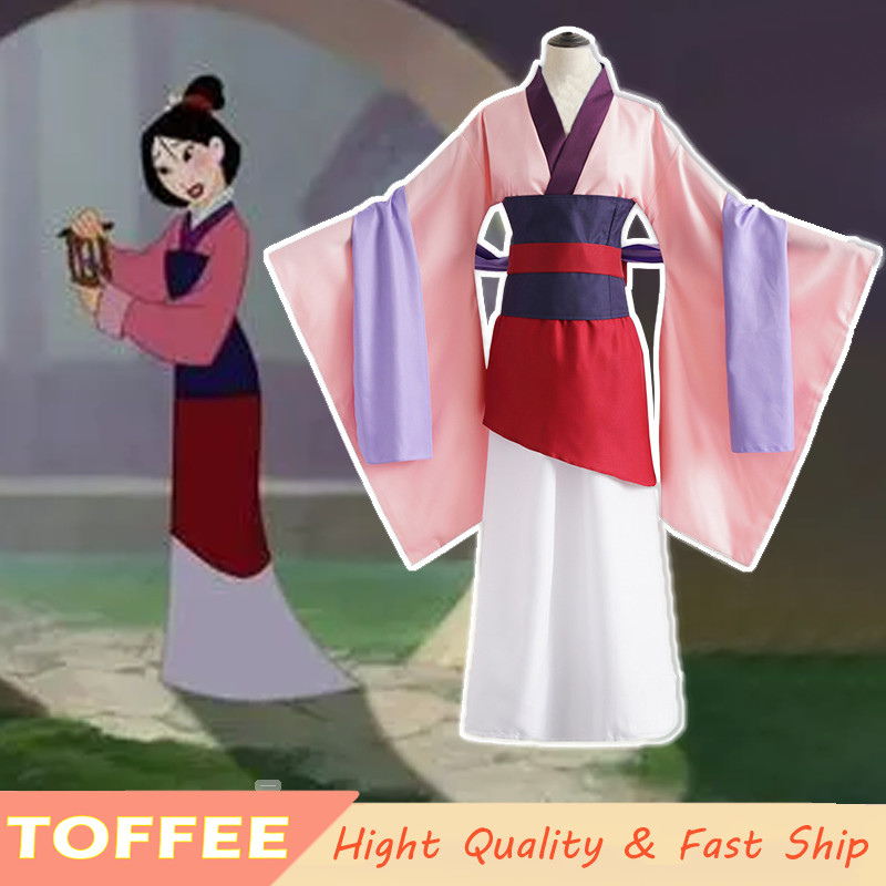 Mulan Cosplay Costume For Woman Pink Traditional Halloween Christmas 