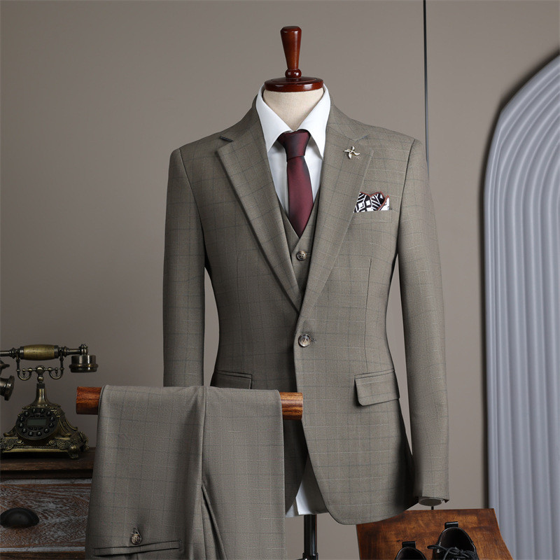P Plaid Suit Men Suit Groom Wedding Dress Groomsmen Group High-End Suit ...