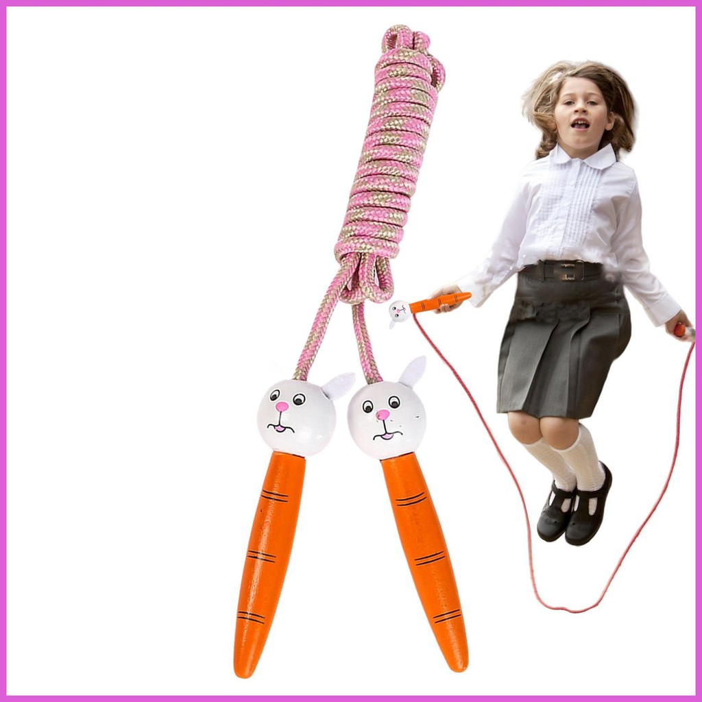 Jump Rope for Kids Soft Cotton Child Jump Rope Braided with Wooden ...