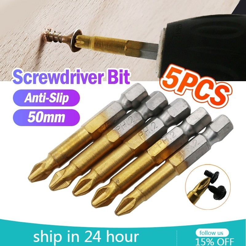 5Pcs Anti-Slip Screwdriver Drill Bit 50mm Cross Head PH2 Standard ...