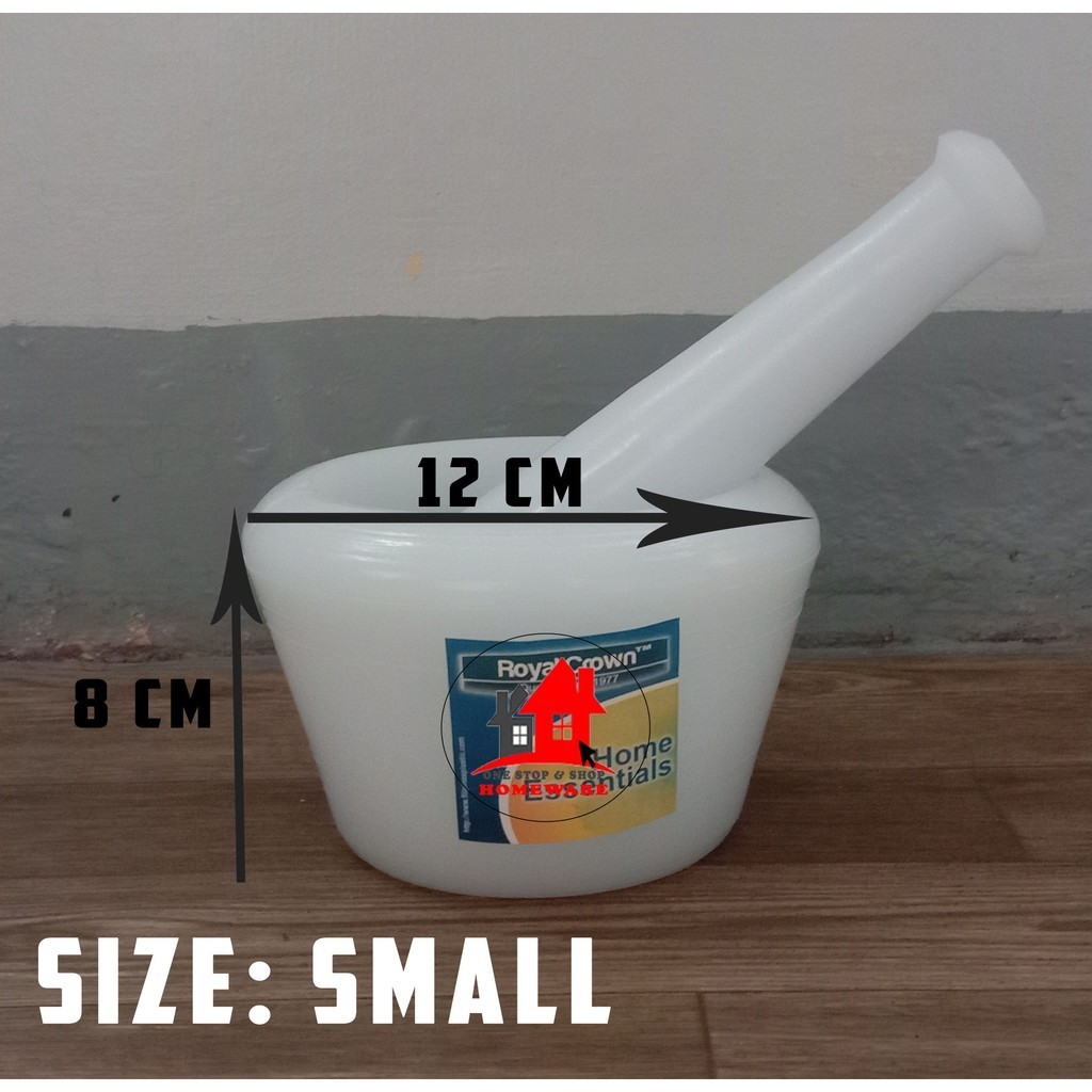 ROYAL CROWN White Plastic Mortar and Pestle or Almeres na Plastik
