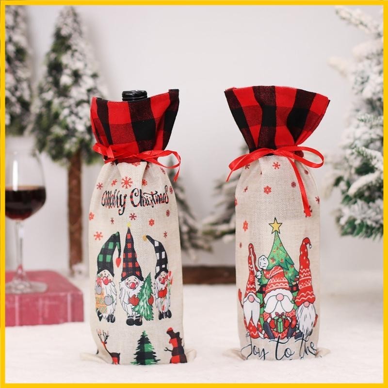 WON Christmas Gnome Wine Bottle Cover Bag Gnomes Decorative Ornament ...