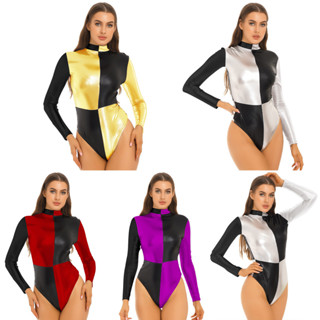 Women Slim One Piece Jumpsuit Long Sleeve Mock Neck Sheer Mesh Leotard Top  Cut Out Bodysuit for Rave Party Club (Black, S) at  Women's Clothing  store