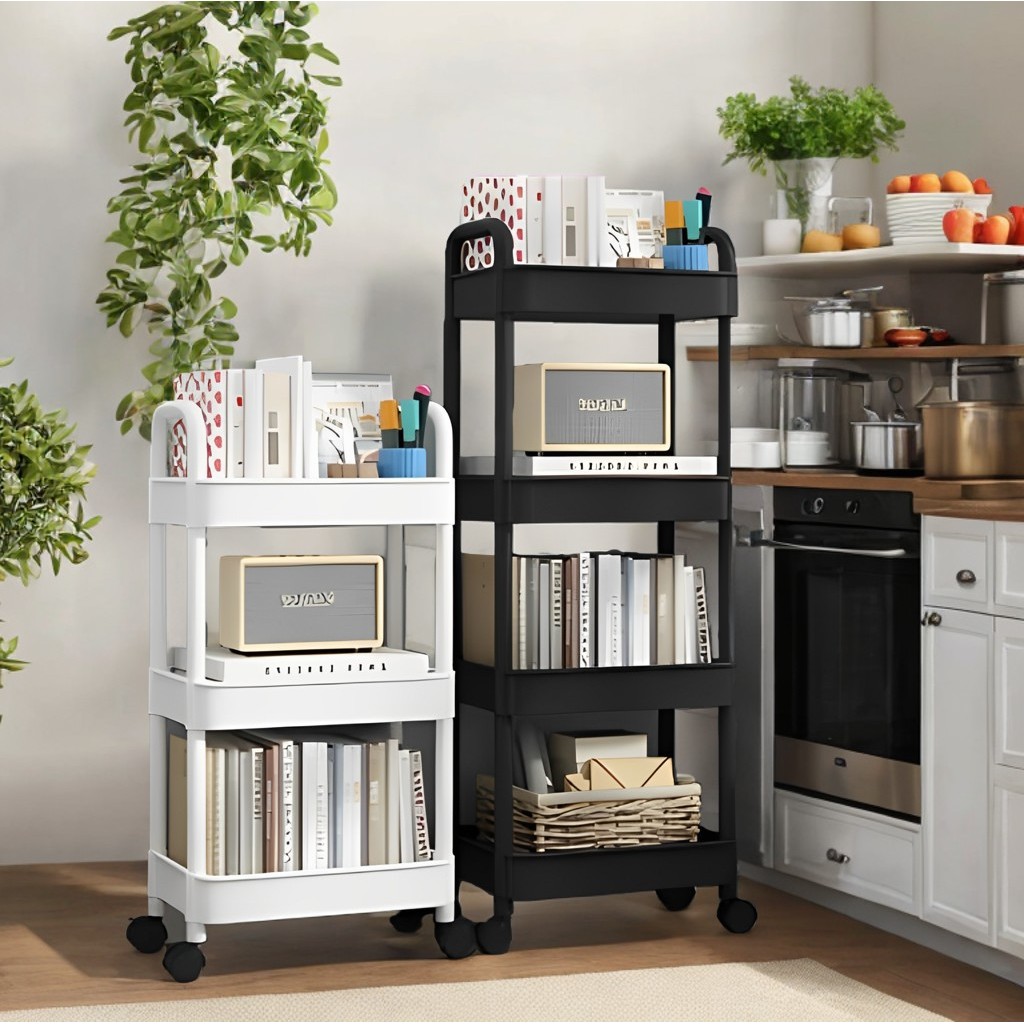 3 Layer Moving Rack Kitchen Storage Shelf Wall Cabinets Home Bedroom ...