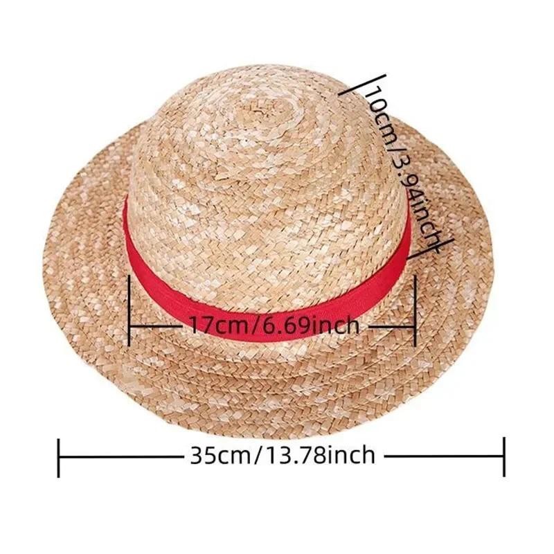 Beautyflier 2Pcs Straw Hat Handmade Summer Beach Sun Hat Red