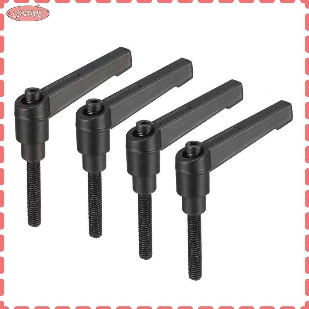 Sourcing Map 6pcs Adjustable Clamping Lever Handles M6 X 16mm Male Thread Bolt Knobs Rotating Screw Locking Quick Release Ratchet Push Button Handle, Black