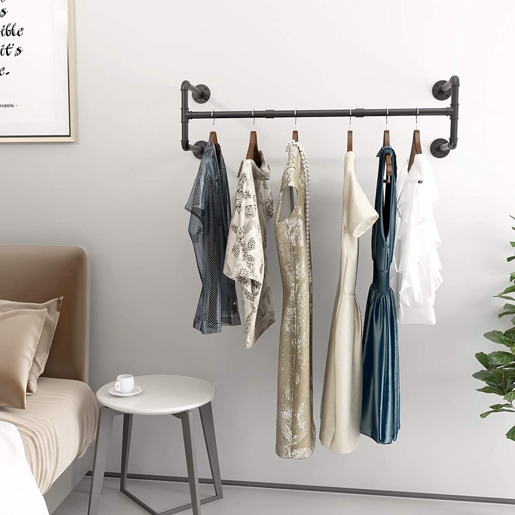 Wall-Mounted Hanger Metal Clothes Rack Clothing Storage Clothes ...