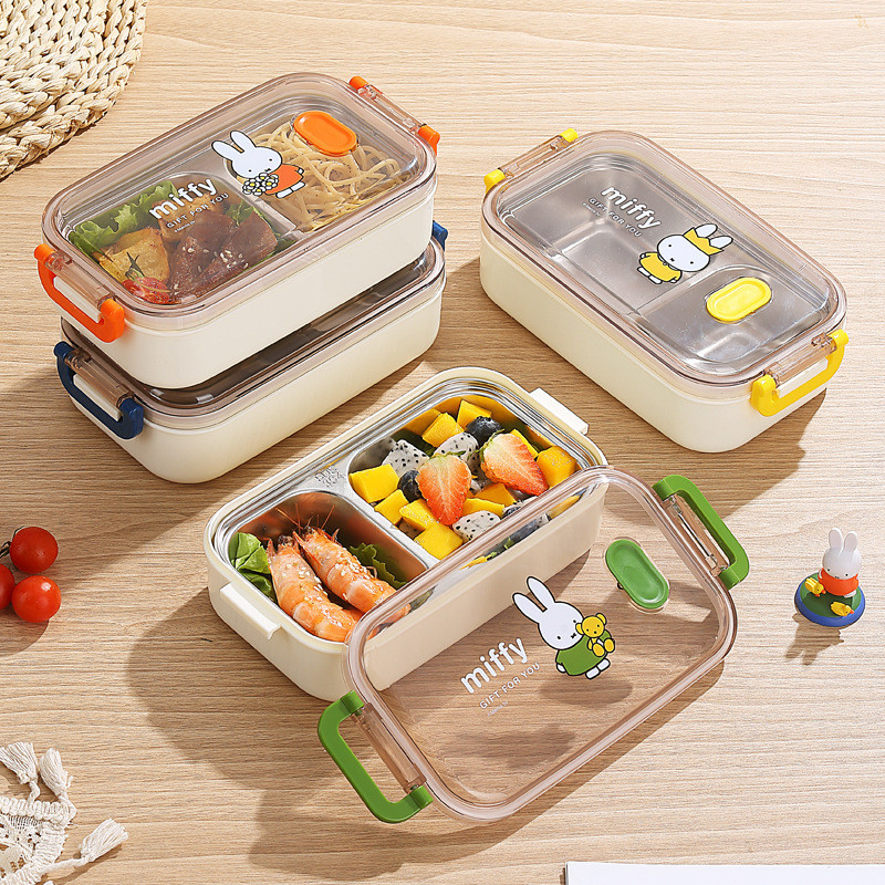 Miffy 304 stainless steel single-layer lunch box cartoon compartment ...
