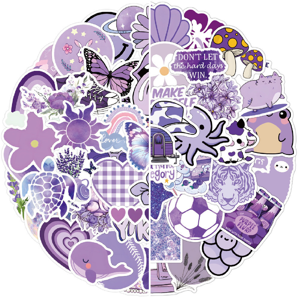 60pcs120pcs Purple Danish Gilrs Styles Art Stickers Diy Waterproof Fashion Decals Doodle 4975