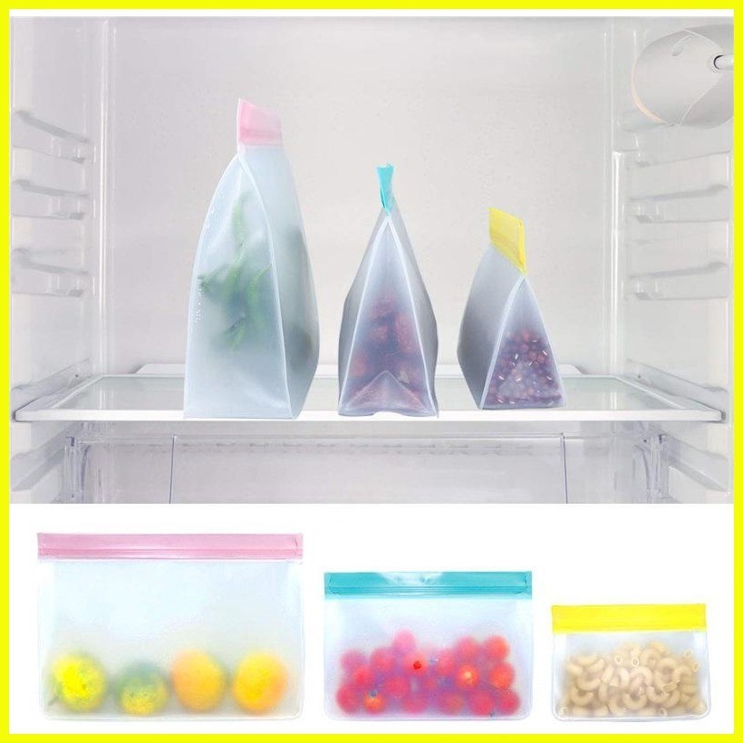 PEVA Food Storage Bag Upgrade Leakproof Top Stand Up Reusable Freezer