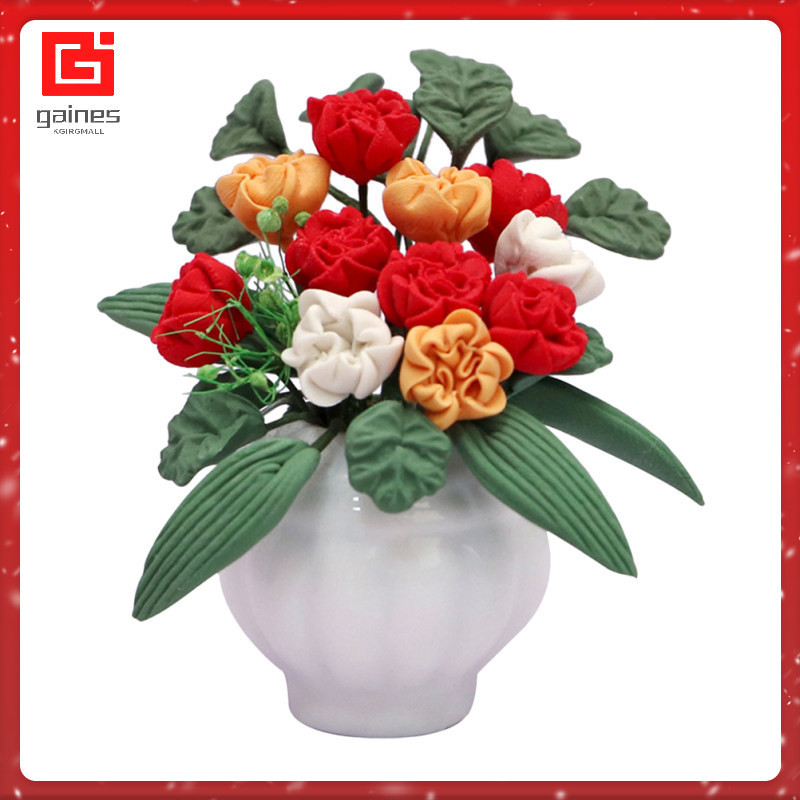 Artificial Plants Decor Flower Clay Mini Pots Decor. Potted Model