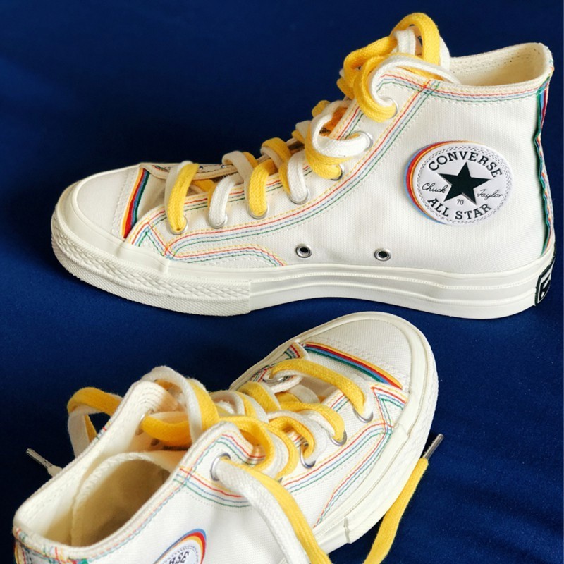 1970s Converse Layers summer rainbow cream white canvas shoes | Shopee ...