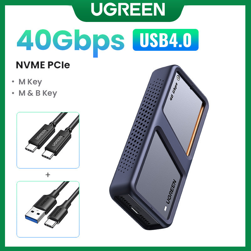 UGREEN 20Gbps 40Gbps NVMe Enclosure With Cooling Fan Anti-Drop SSD  Enclosure USB USB Gen2 Aluminum Enclosure Support M/B+M Key  Size