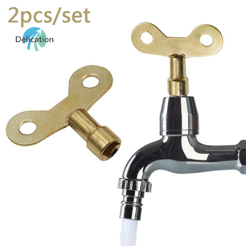 Delication 2pcs Bleed Key Square Socket Faucet Keys Water Tap Brass