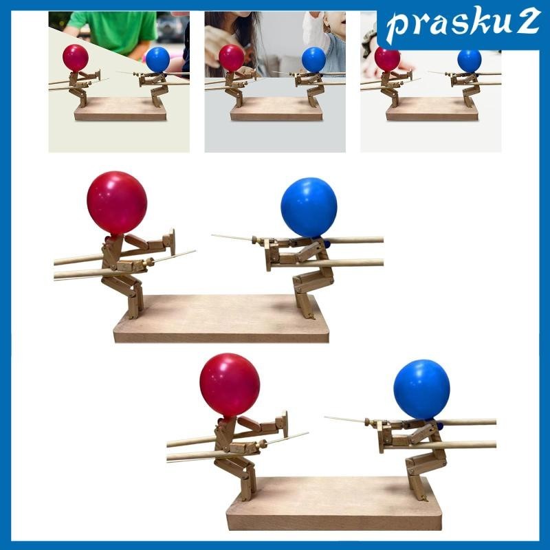 [Prasku2] Wooden Fence Puppets Balloon Bamboo Man Fighting Family Favor ...