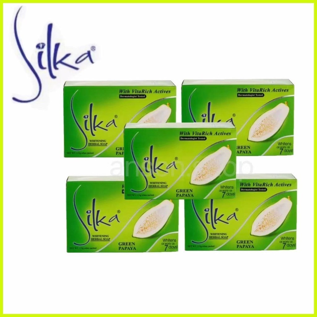 ♞,♘( set of 5 ) Silka Whitening Green Papaya Soap 135g | Shopee