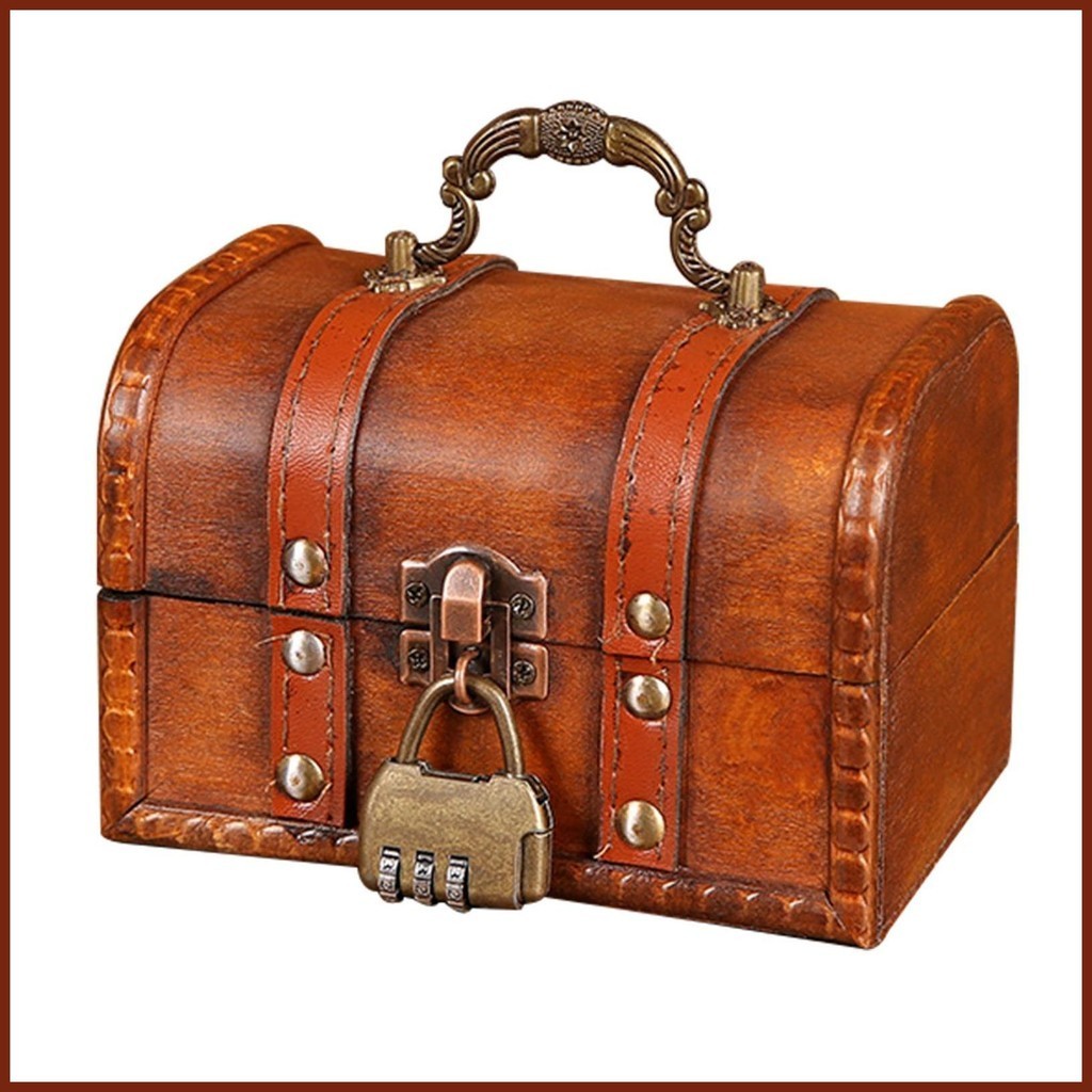 Wood Treasure Box With Lock Retro Wooden Jewelry Box Memory Box With ...
