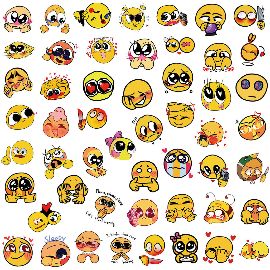100Pcs/Set Q Funny Smile Emoji Stickers DIY Waterproof Fashion Decals ...