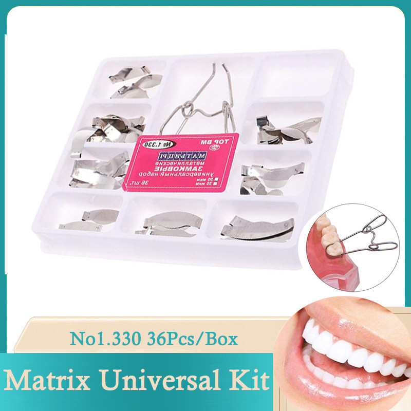 Dental Saddle Contoured Metal Matrices Matrix Universal Kit with Spring