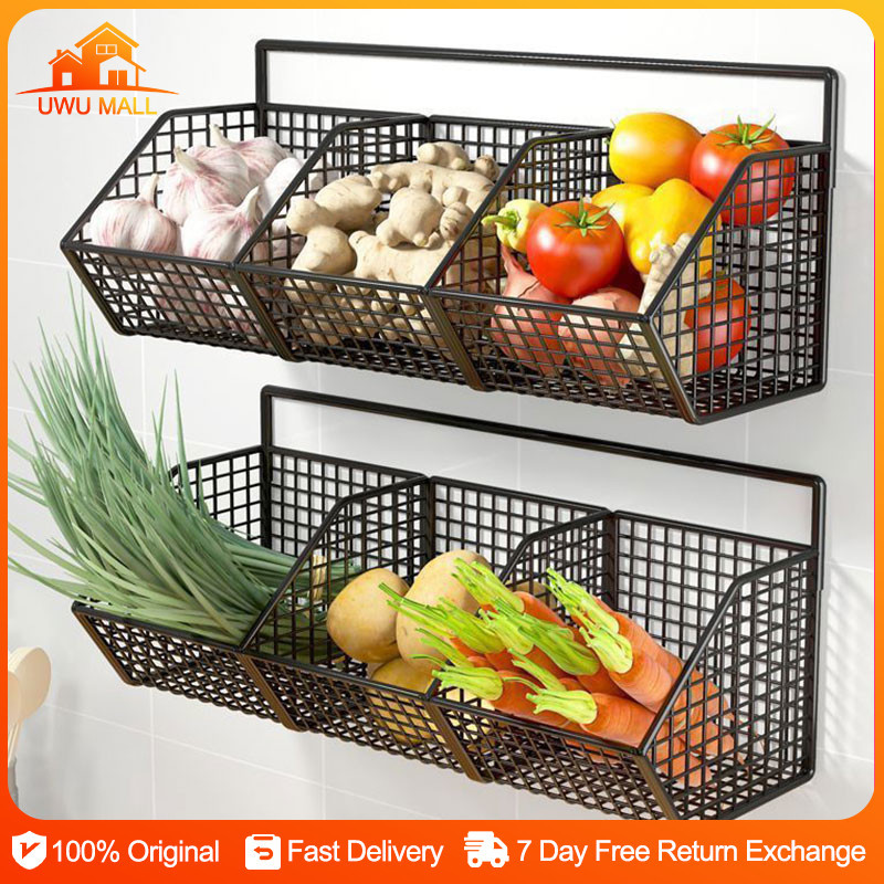 Kitchen Racks Wall Mounted Organizer Fruit Basket Vegetable Shelf ...
