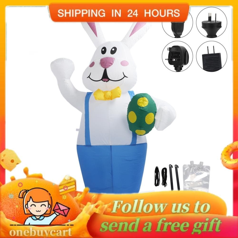 Onebuycart Inflatable Easter Bunny Holding Eggs Happy Egg Decoration ...