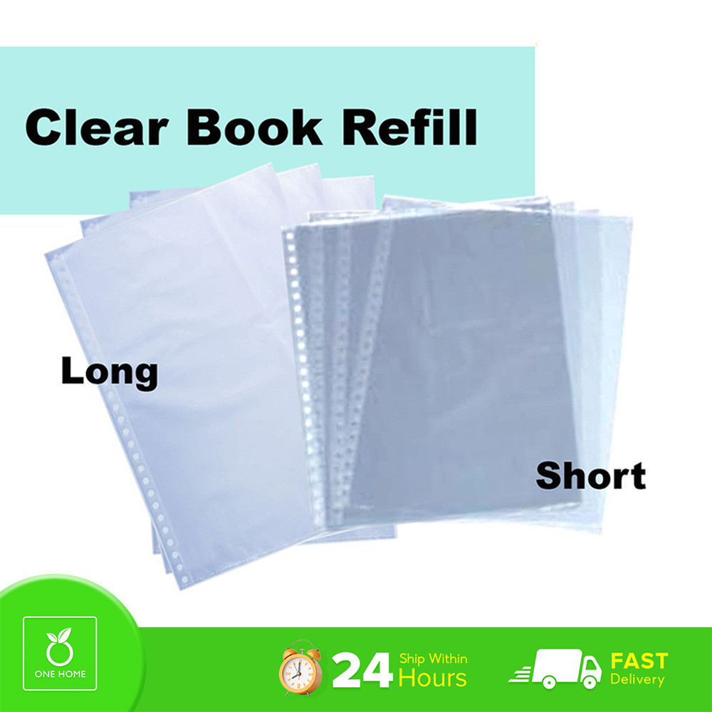 One Home Clearbook Plastic Refill Pockets Clear Sheet Transparent ...