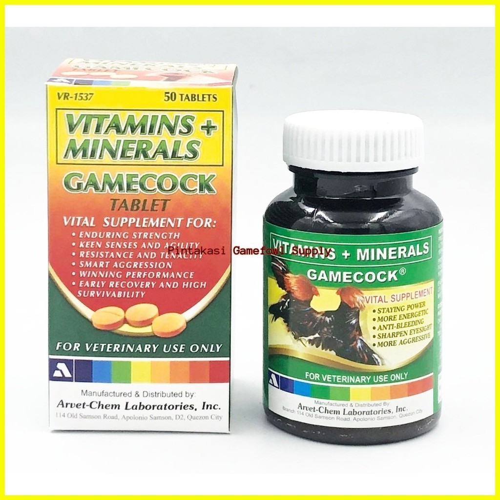 Arvet Chem Gamecock 50 Tablets Vitamins Minerals For Gamefowl Rooster Shopee Philippines