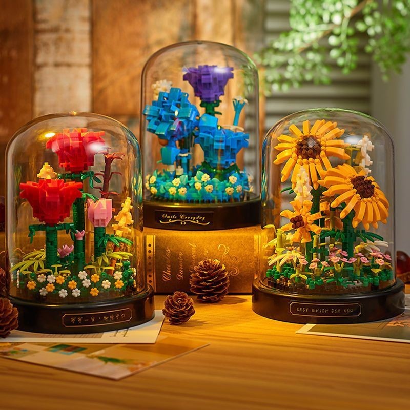 593Pcs Flowers Set Building Blocks Toys Tulips Rose Sunflower with ...