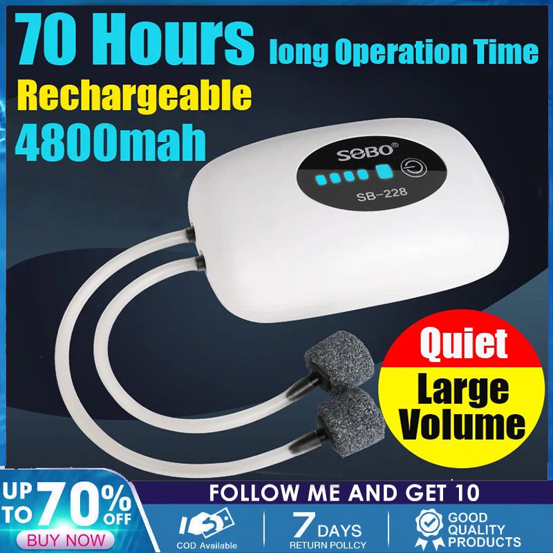 Oxygen Pump Oxygenation Pump Rechargeable Lithium Battery Fishing Dual ...