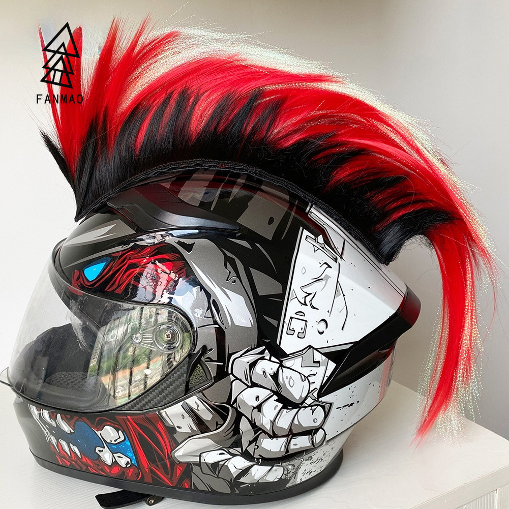 FANMAODZ Mohawk Helmet Wig Motorcycle Helmet Decorations Wigs Cockscomb ...