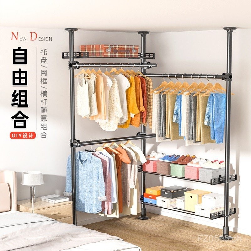 Bedroom Floor-Standing Clothes Rack Wardrobe Hanging Rack Corner ...