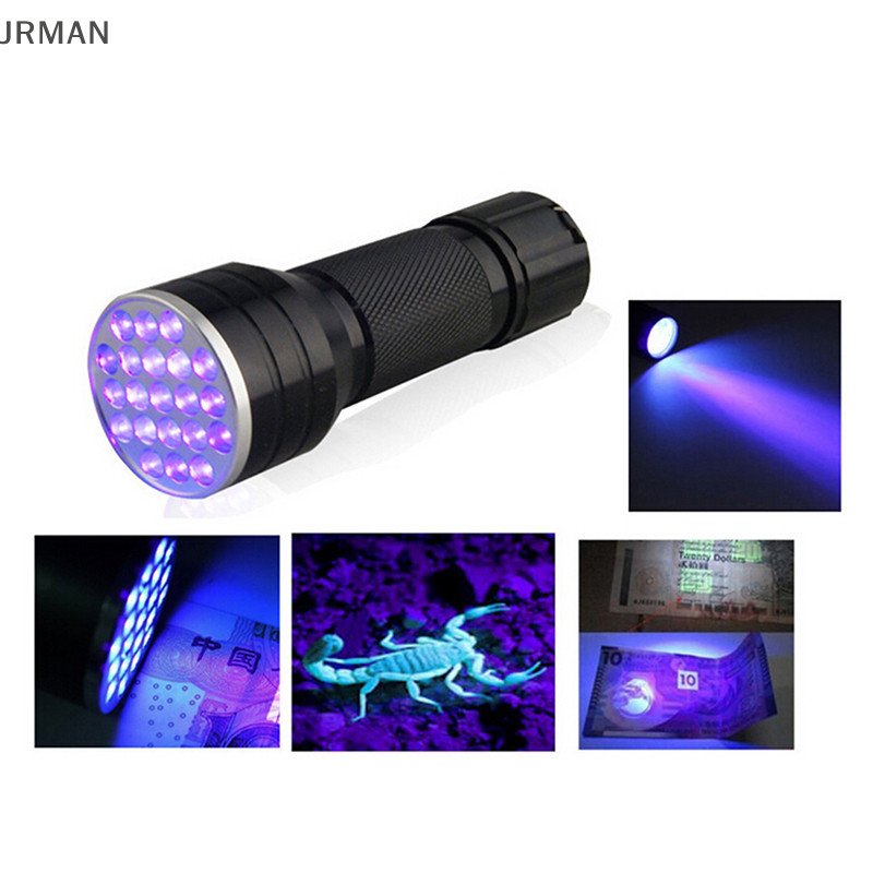 LOVESHOPPING UV Ultra Violet 21 LED Flashlight Mini Blacklight Aluminum ...