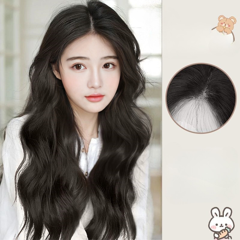 Wig Female Middle Parted Long Hair Big Wavy Long Black Curls Shopee Philippines 3613