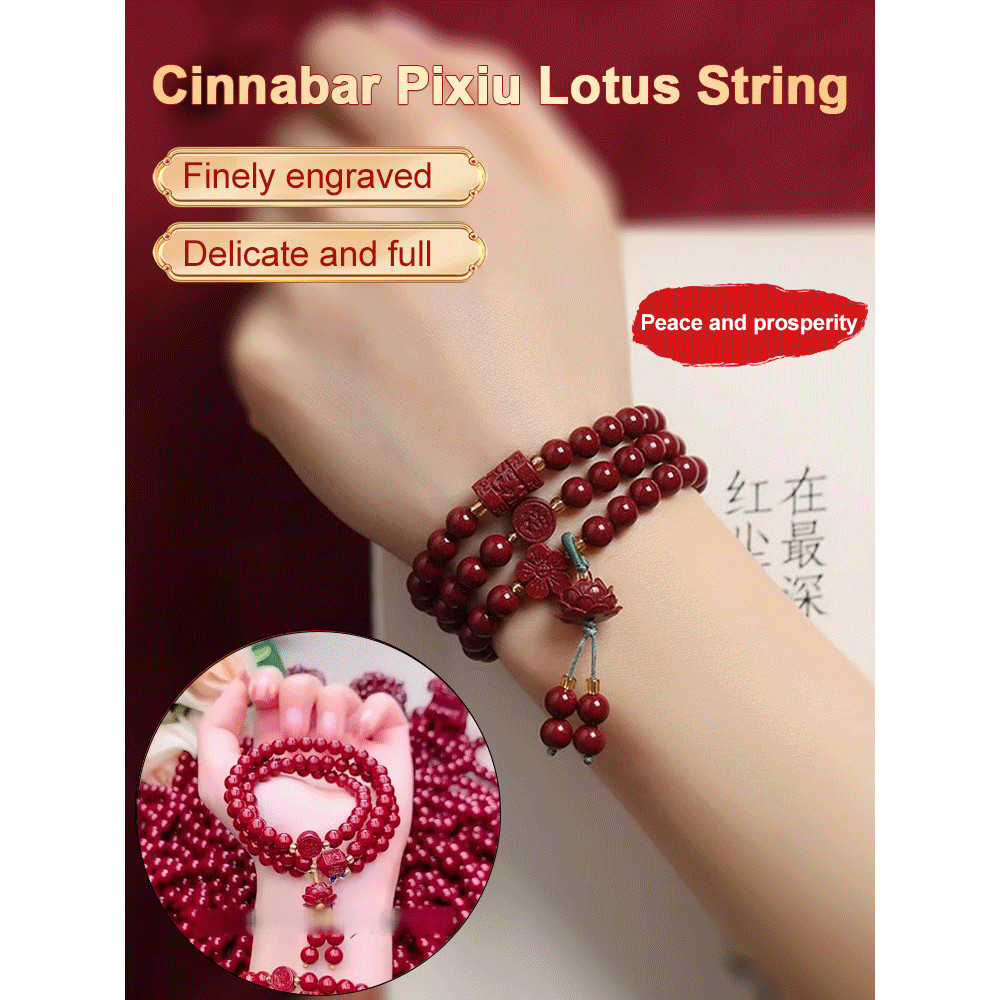 Cinnabar Bracelet Buddha Bead Bracelet Purple Gold Sand Lotus Cinnabar ...