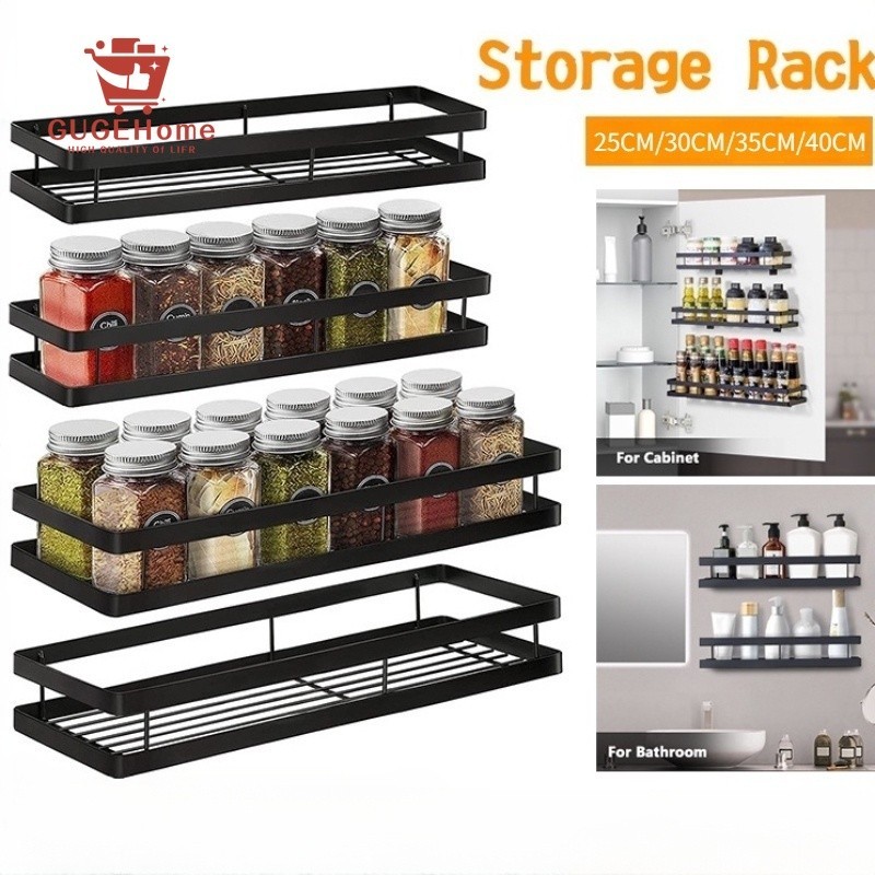 Kitchen Condiments Organizer Rack Wall Mounted Spice Storage Rack ...