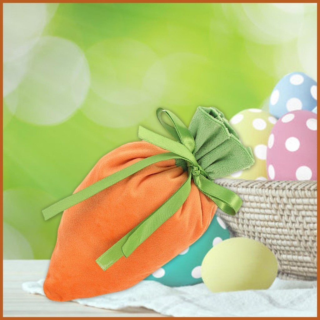 Easter Velvet Bag Easter Basket Carrot Favor Bag Drawstring Bags Set of ...