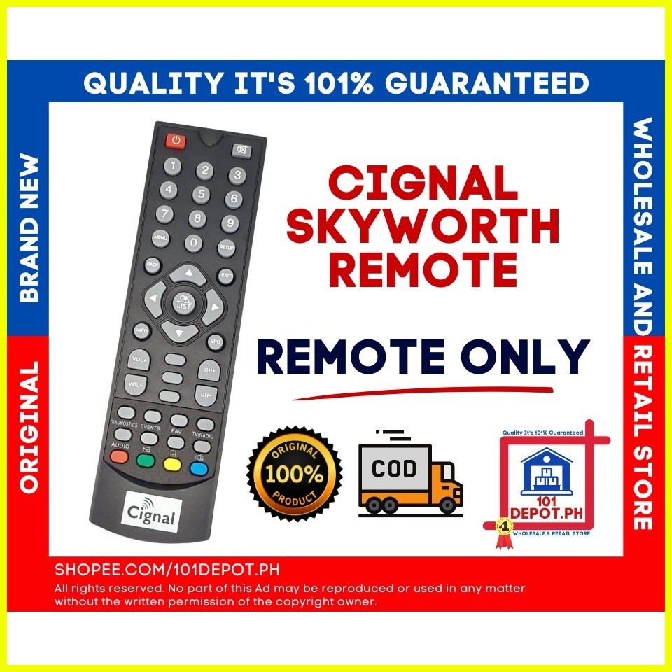 ORIG Cignal Remote Skyworth (HD & SD) Compatible w/ 7400A, S610A ...