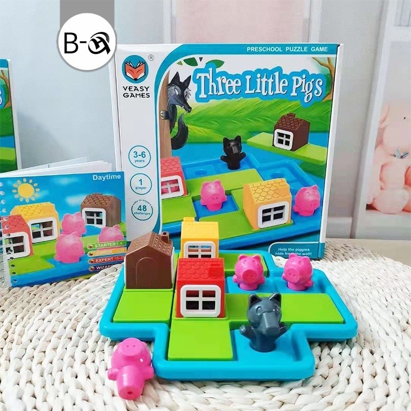 Orchard Toys Three Little Pigs Spiel - Brettspiel Für Kinder 3-6 Jahre, Mit 3D-Häusern