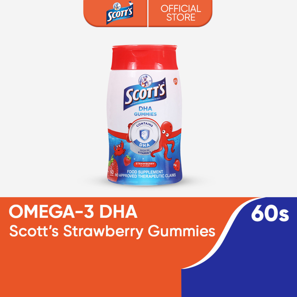 Scott's DHA Gummies Strawberry 60s with Omega-3 DHA that Helps Support ...