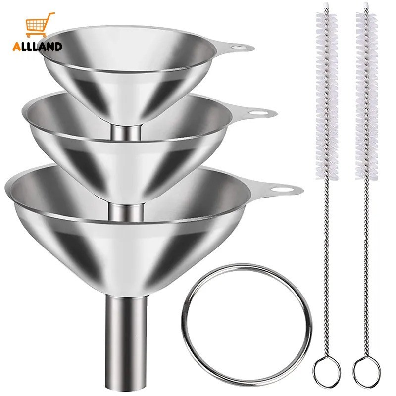 3Pcs/set Stainless Steel Funnel Portable Cone Funnel Pour Oil Wine ...
