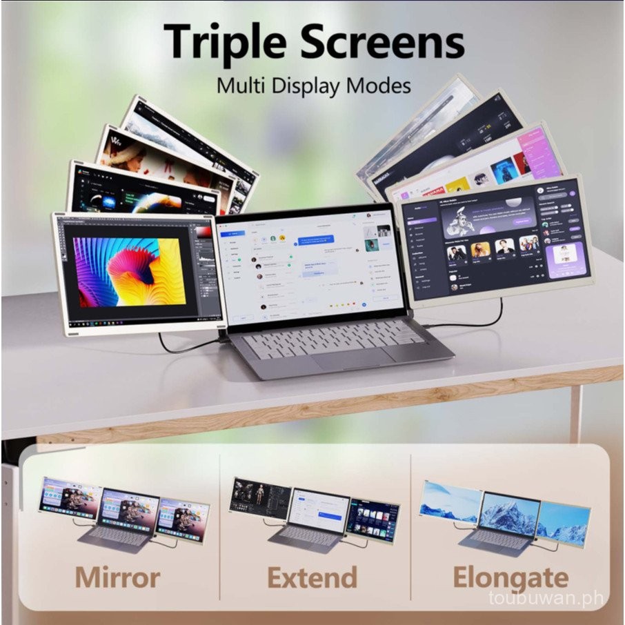 OFIYAA 15.6-inch Screen Extender Rotatable Removable Laptop Splitter No ...