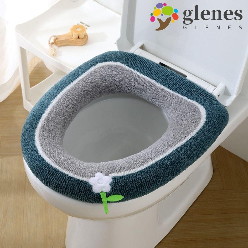 GLENES Knitted Toilet Seat Cushion, With Handle Thicker Toilet Seat