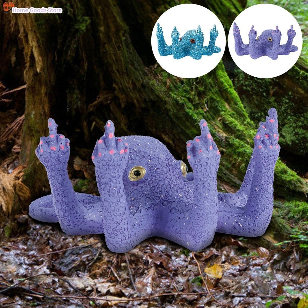 Middle Finger Octopus Statue Resin Garden Octopus Ornaments Desktop ...