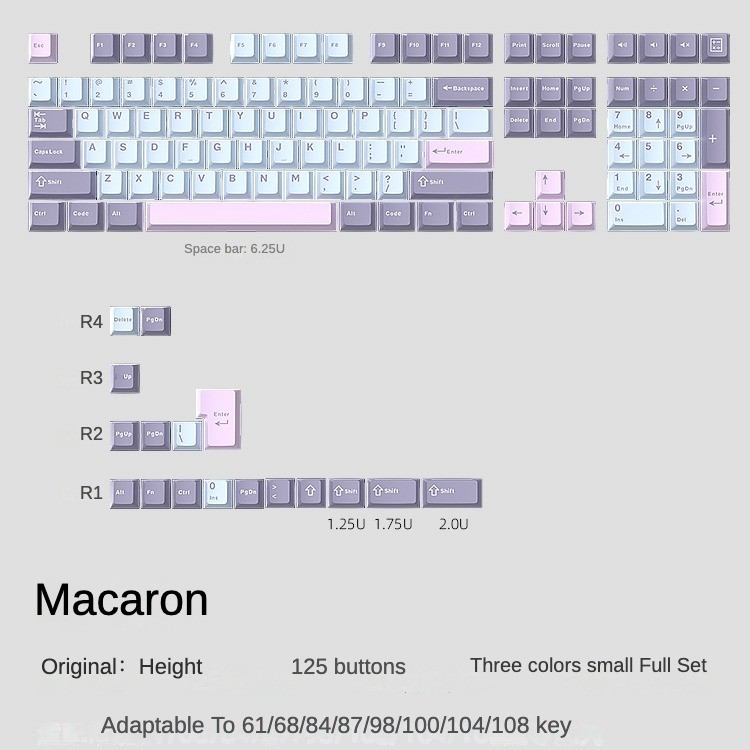Double shot Macaron Cloud Lake Spade Q Sea Salt Keycaps Original Height ...