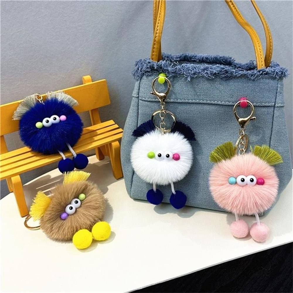 Cute Big Eyes Monster Key Rings Plush Elf Doll Keychain Colourful ...