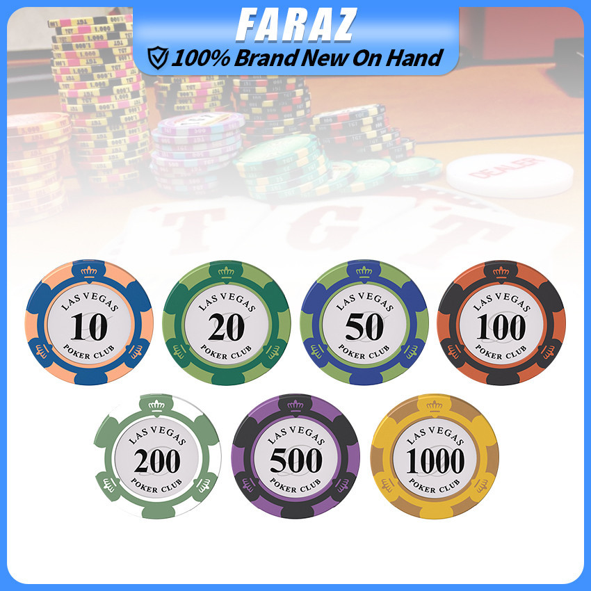 7 Denominations Poker Chips Set 14 Gram Clay Poker Chips for Tournament