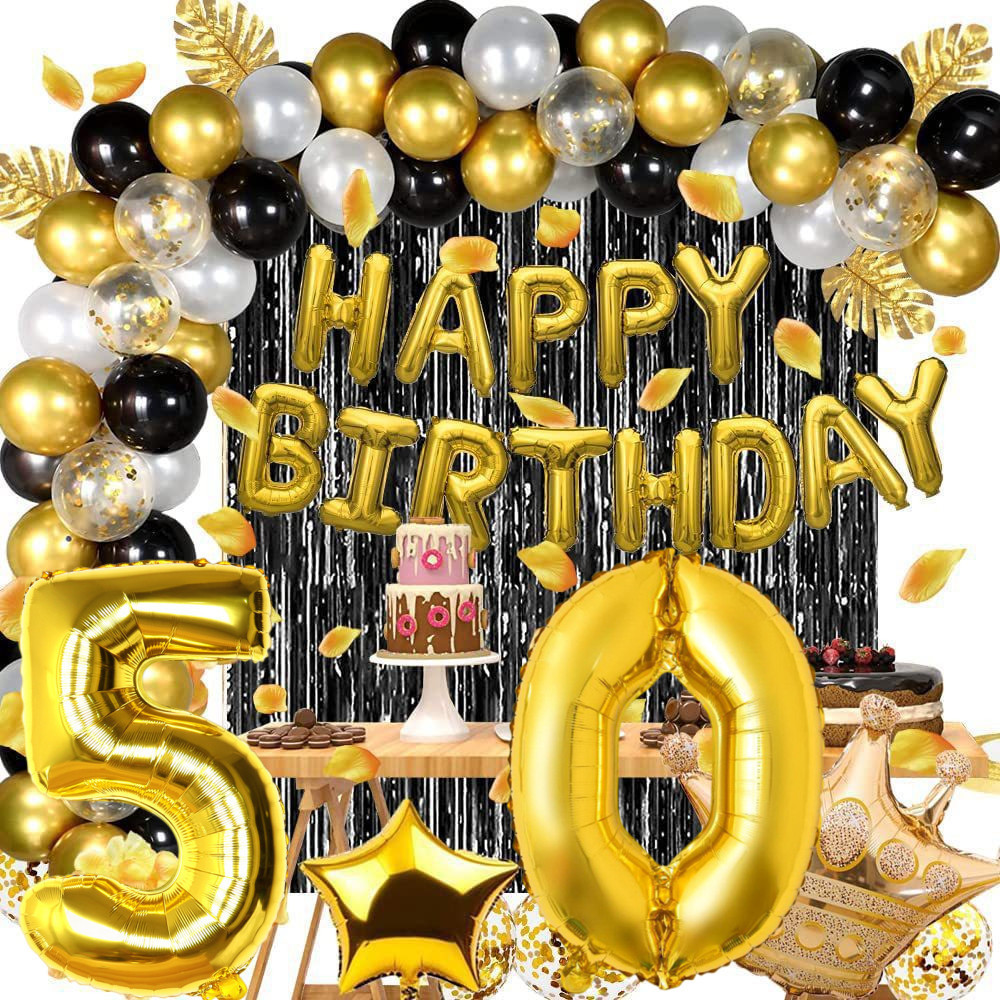 30th 40th 50th 60th Birthday Party Decorations Cronw Foil Balloon White ...